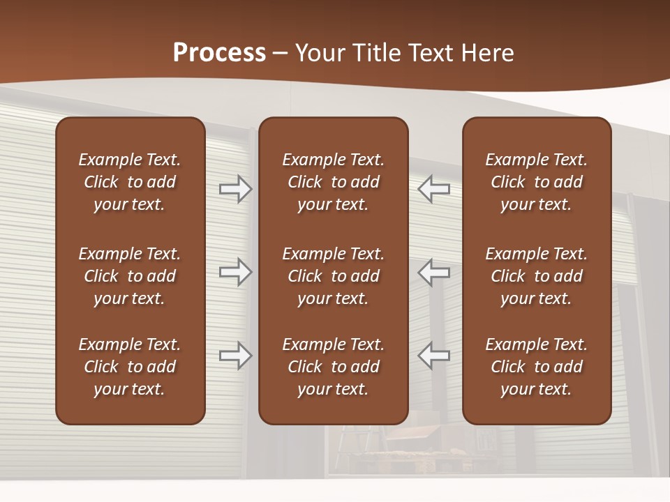 A Warehouse With Roller Shutters And A Brown Background PowerPoint Template