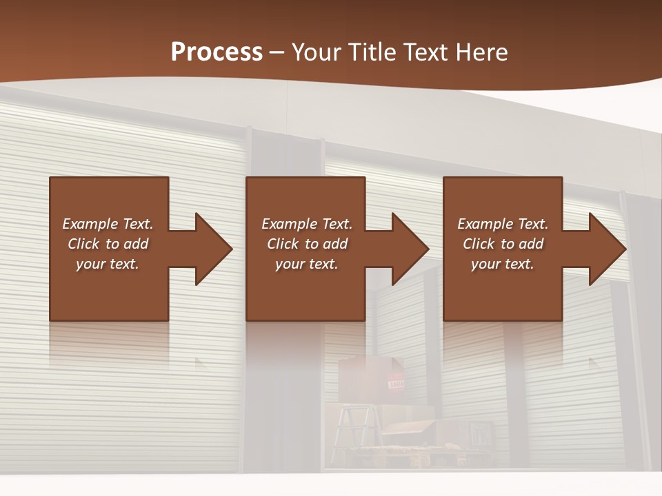 A Warehouse With Roller Shutters And A Brown Background PowerPoint Template