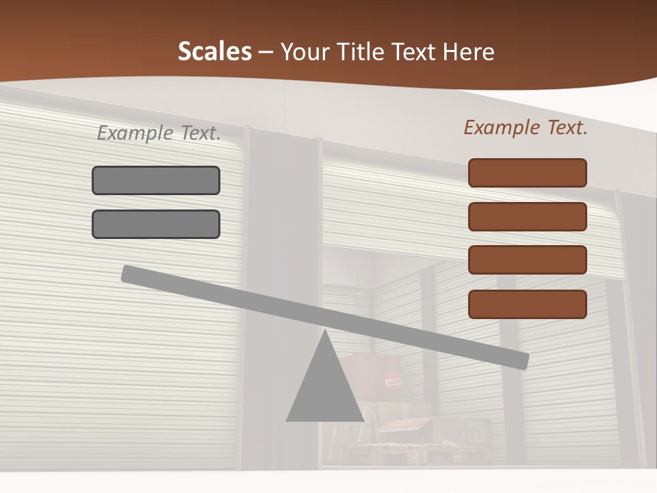 A Warehouse With Roller Shutters And A Brown Background PowerPoint Template