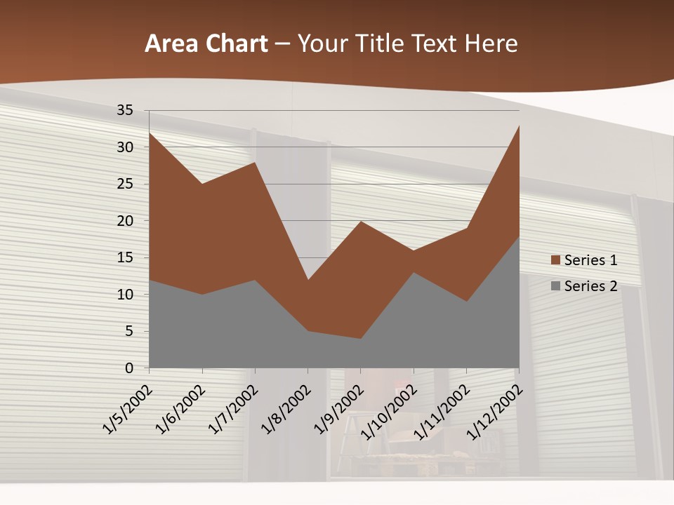 A Warehouse With Roller Shutters And A Brown Background PowerPoint Template
