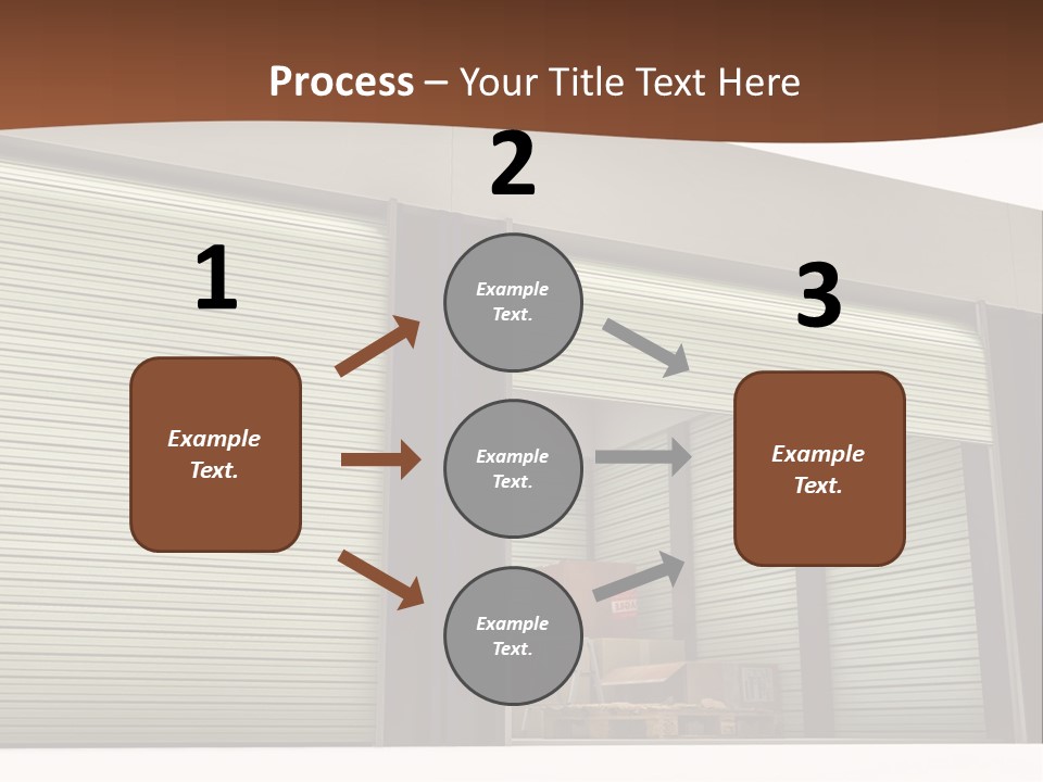 A Warehouse With Roller Shutters And A Brown Background PowerPoint Template
