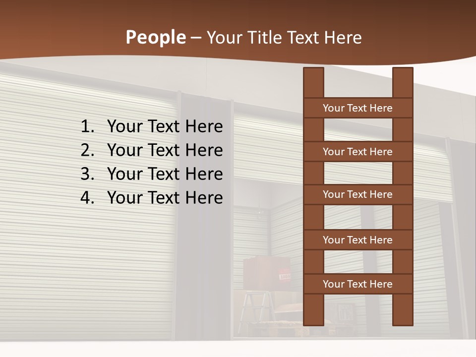 A Warehouse With Roller Shutters And A Brown Background PowerPoint Template