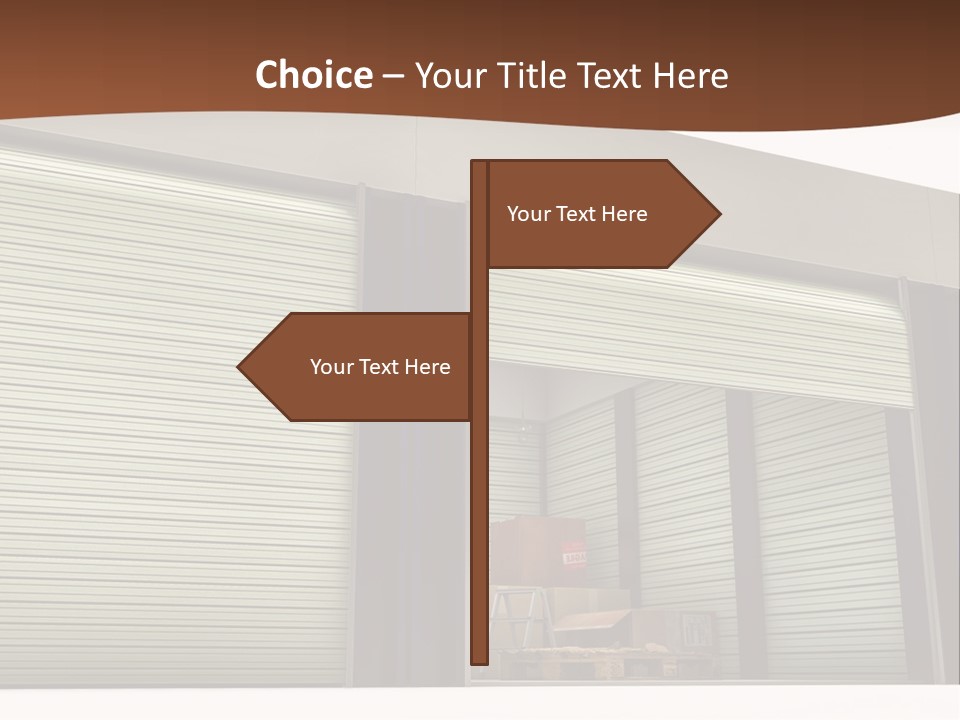 A Warehouse With Roller Shutters And A Brown Background PowerPoint Template