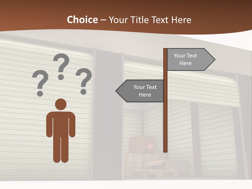 A Warehouse With Roller Shutters And A Brown Background PowerPoint Template