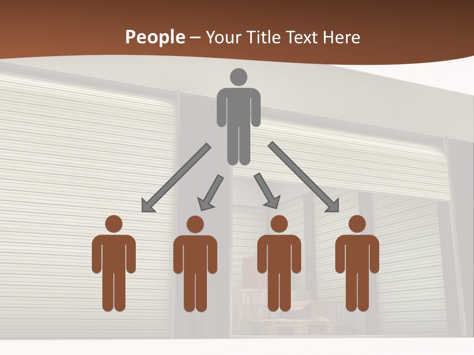 A Warehouse With Roller Shutters And A Brown Background PowerPoint Template