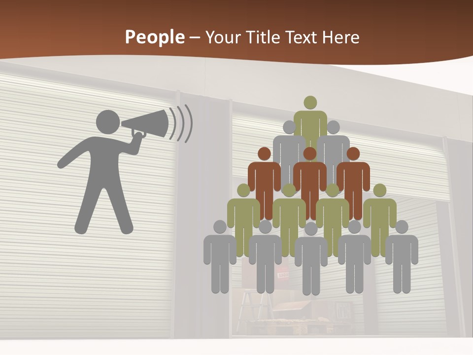 A Warehouse With Roller Shutters And A Brown Background PowerPoint Template