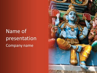 A Statue Of A Hindu God On A Red Background PowerPoint Template