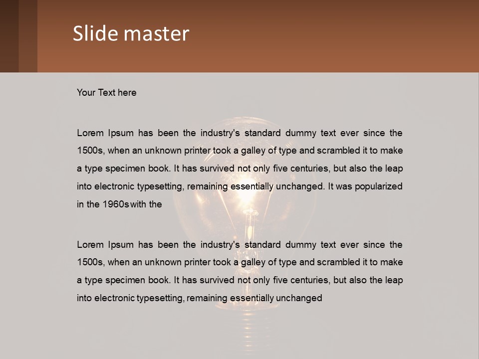 A Light Bulb On Top Of A Wooden Table PowerPoint Template