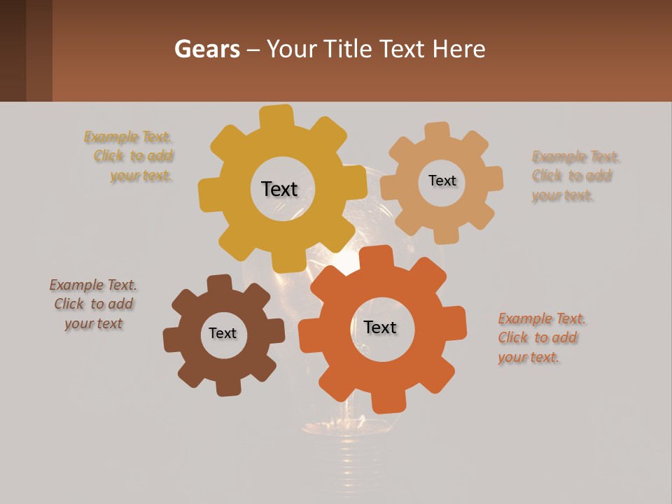 A Light Bulb On Top Of A Wooden Table PowerPoint Template