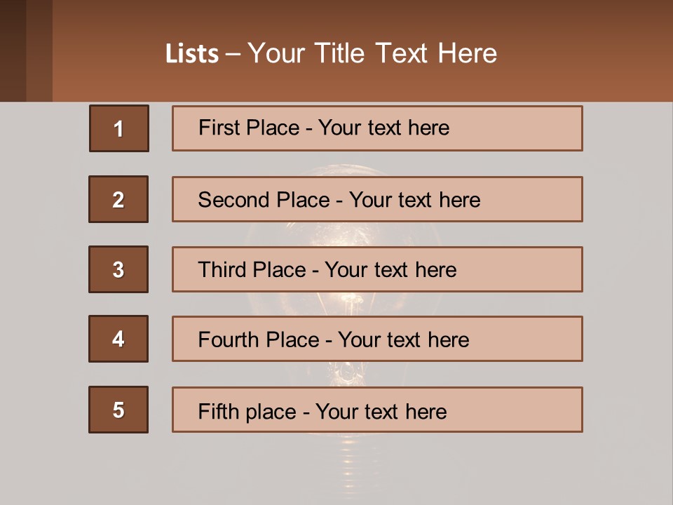 A Light Bulb On Top Of A Wooden Table PowerPoint Template