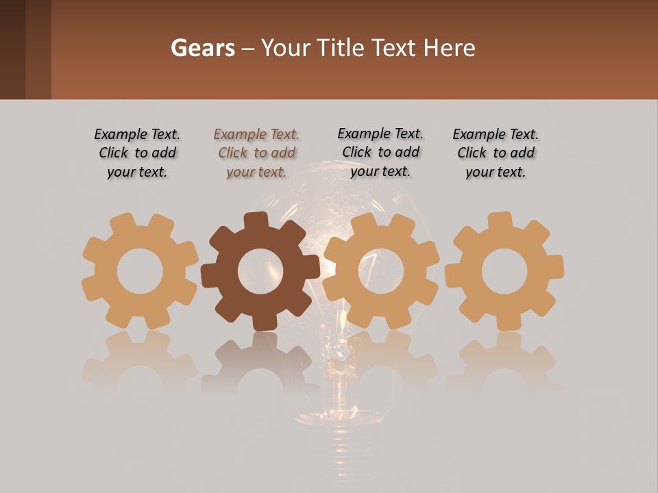 A Light Bulb On Top Of A Wooden Table PowerPoint Template