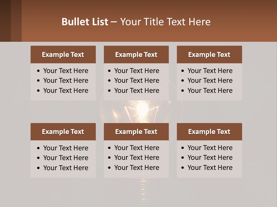 A Light Bulb On Top Of A Wooden Table PowerPoint Template