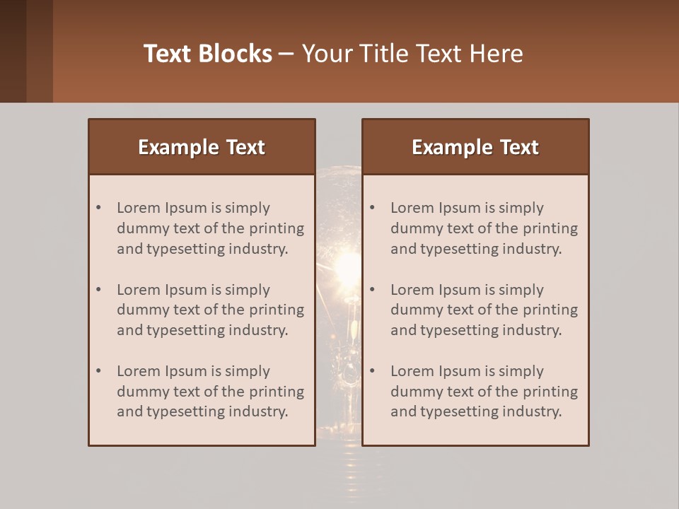 A Light Bulb On Top Of A Wooden Table PowerPoint Template