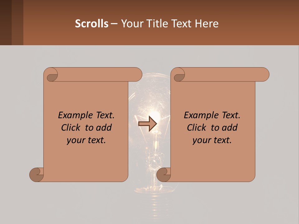 A Light Bulb On Top Of A Wooden Table PowerPoint Template