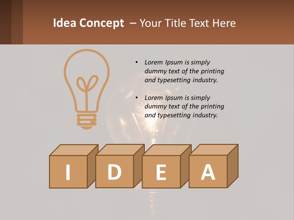 A Light Bulb On Top Of A Wooden Table PowerPoint Template
