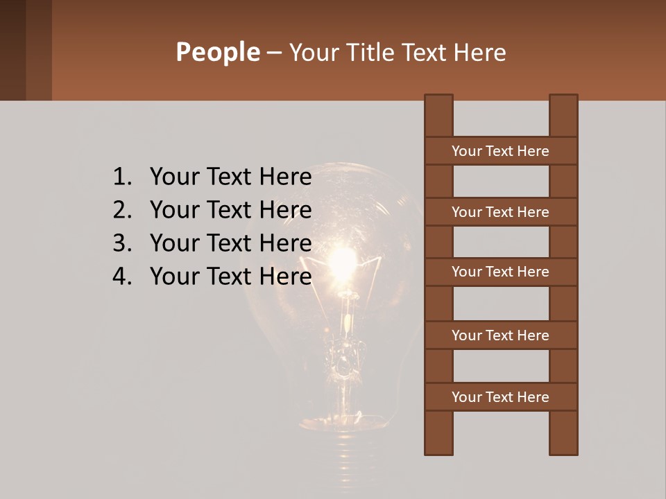 A Light Bulb On Top Of A Wooden Table PowerPoint Template