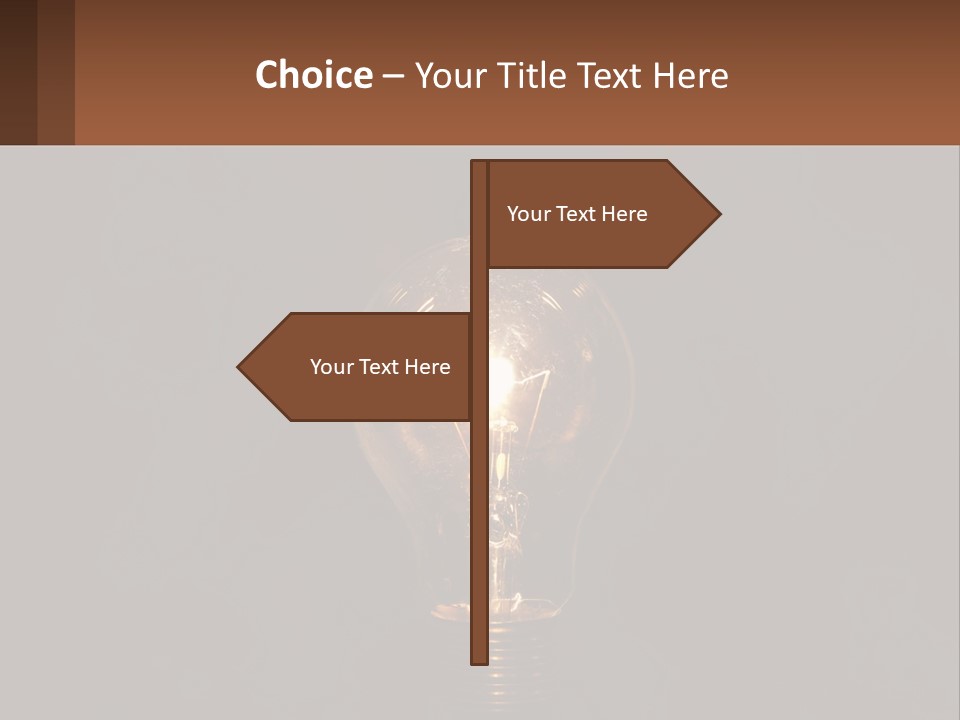 A Light Bulb On Top Of A Wooden Table PowerPoint Template