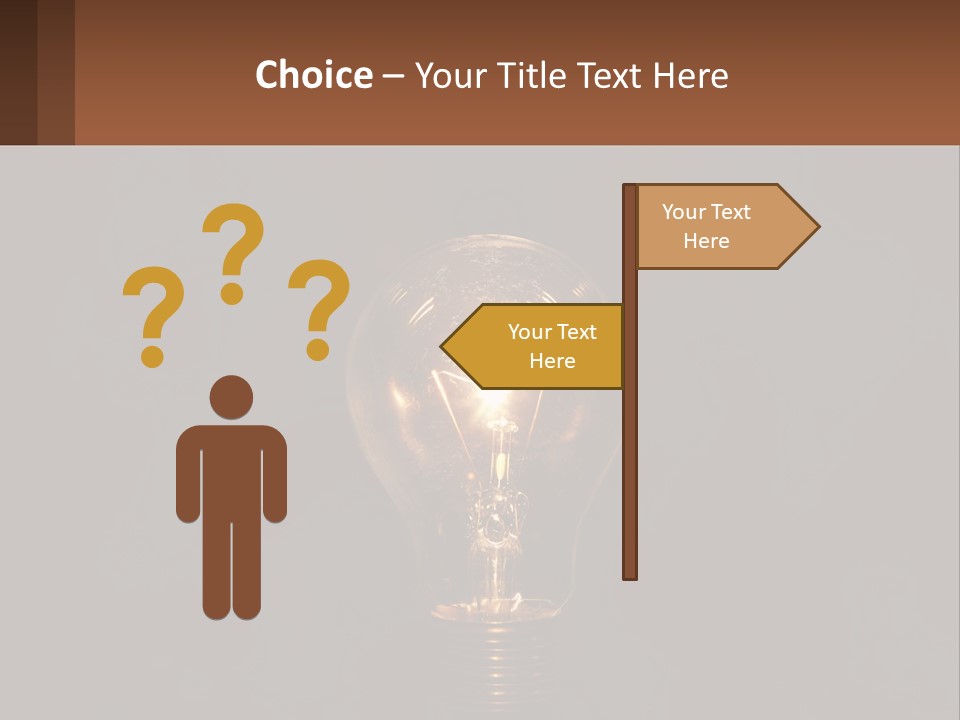 A Light Bulb On Top Of A Wooden Table PowerPoint Template