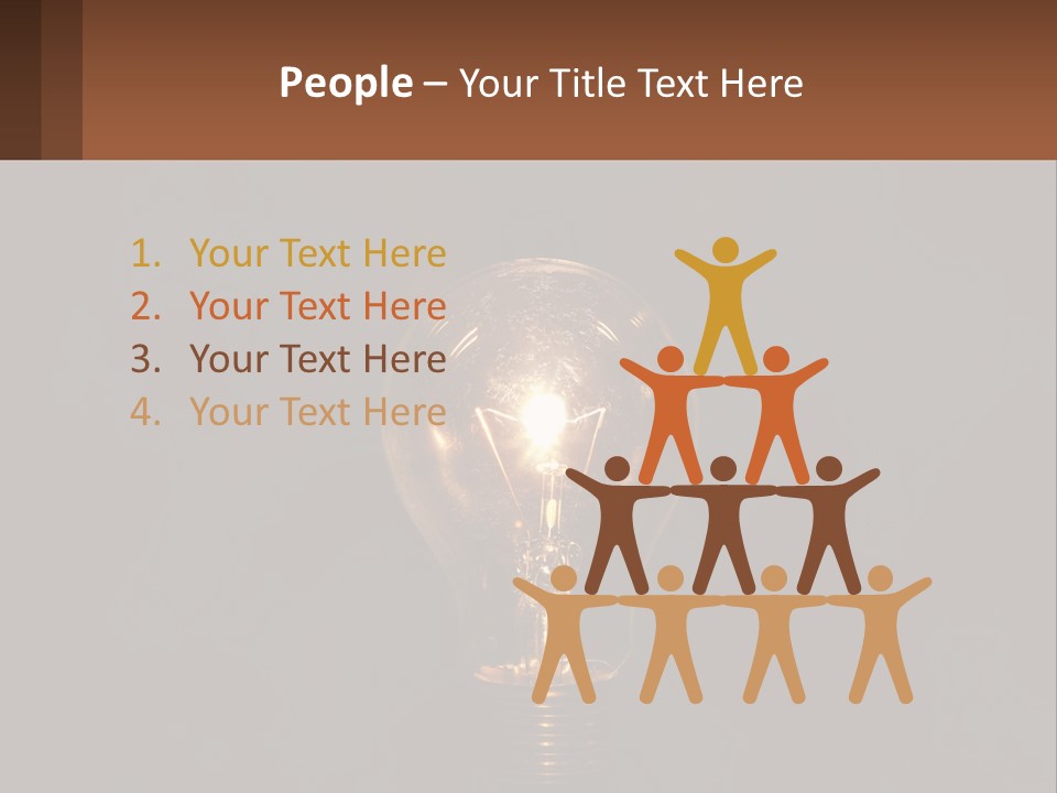 A Light Bulb On Top Of A Wooden Table PowerPoint Template