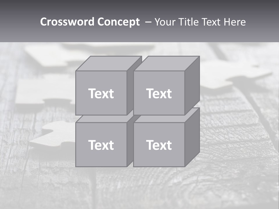 A Group Of Pieces Of A Puzzle On A Wooden Table PowerPoint Template