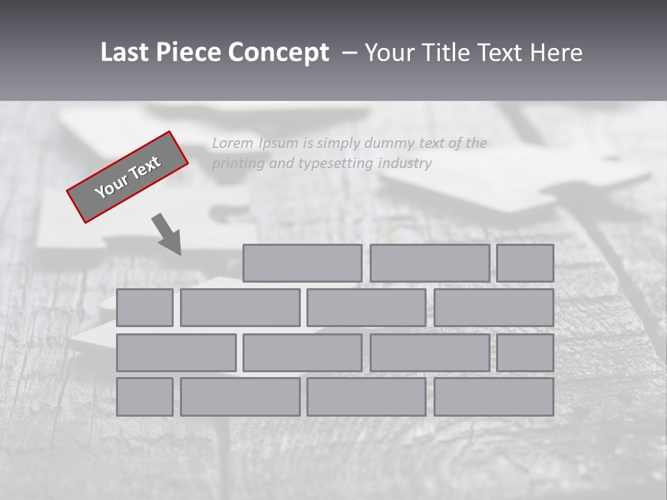 A Group Of Pieces Of A Puzzle On A Wooden Table PowerPoint Template