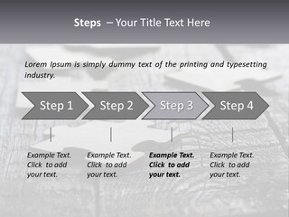 A Group Of Pieces Of A Puzzle On A Wooden Table PowerPoint Template
