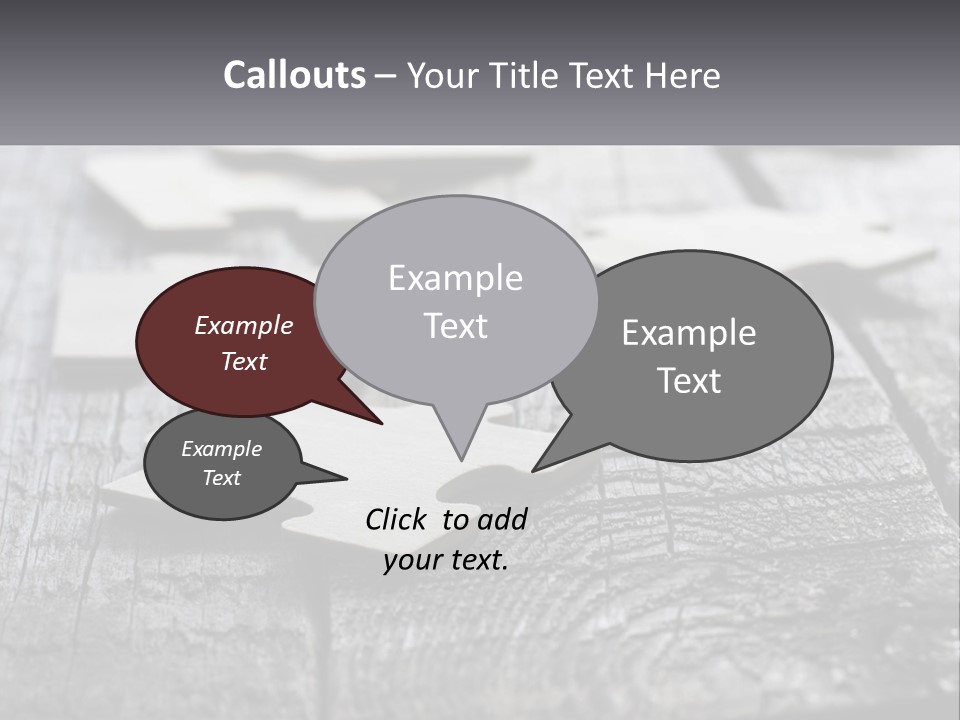 A Group Of Pieces Of A Puzzle On A Wooden Table PowerPoint Template