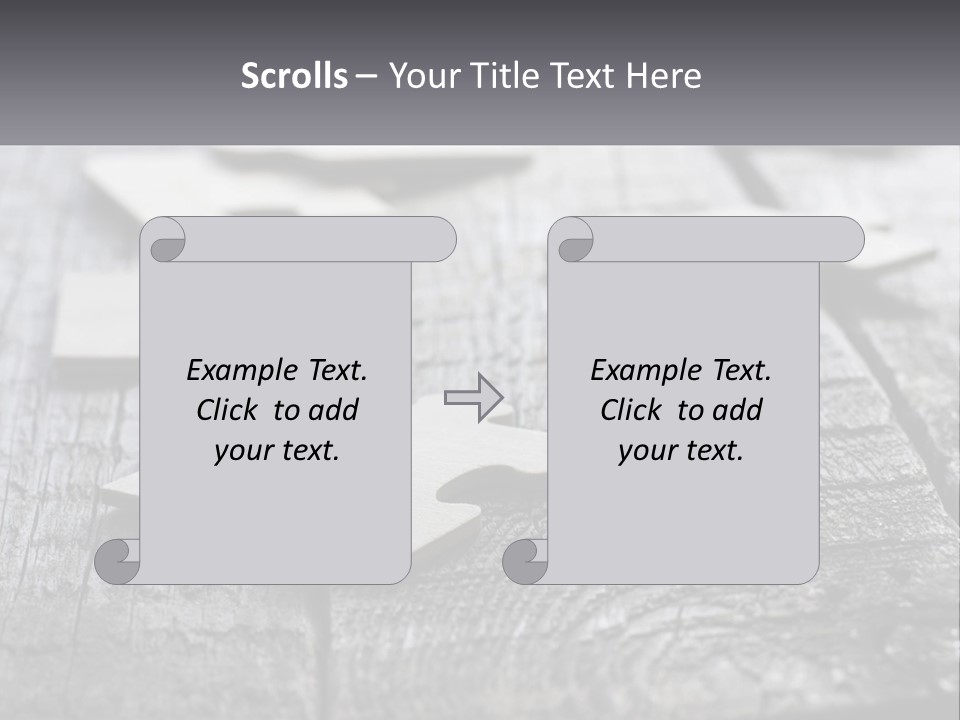 A Group Of Pieces Of A Puzzle On A Wooden Table PowerPoint Template