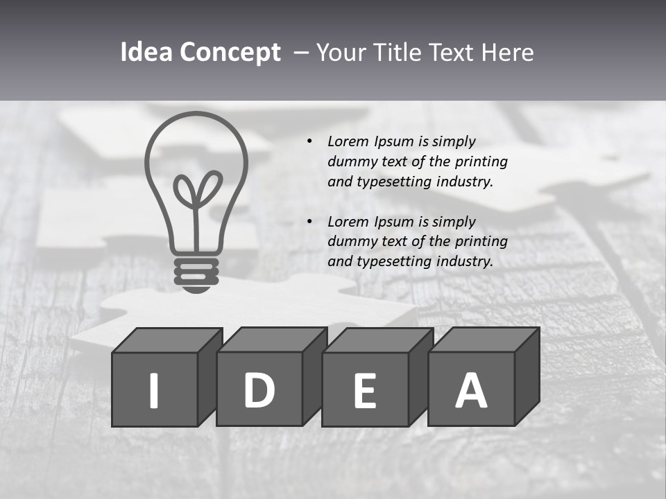 A Group Of Pieces Of A Puzzle On A Wooden Table PowerPoint Template