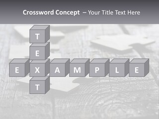 A Group Of Pieces Of A Puzzle On A Wooden Table PowerPoint Template