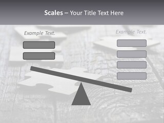 A Group Of Pieces Of A Puzzle On A Wooden Table PowerPoint Template