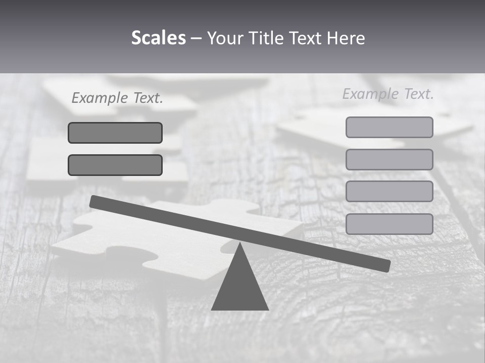 A Group Of Pieces Of A Puzzle On A Wooden Table PowerPoint Template