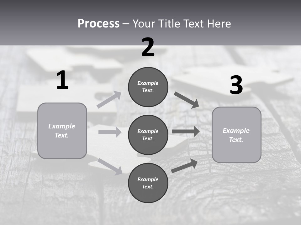 A Group Of Pieces Of A Puzzle On A Wooden Table PowerPoint Template