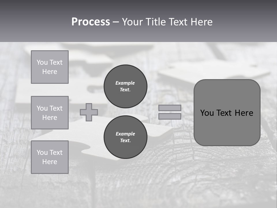 A Group Of Pieces Of A Puzzle On A Wooden Table PowerPoint Template