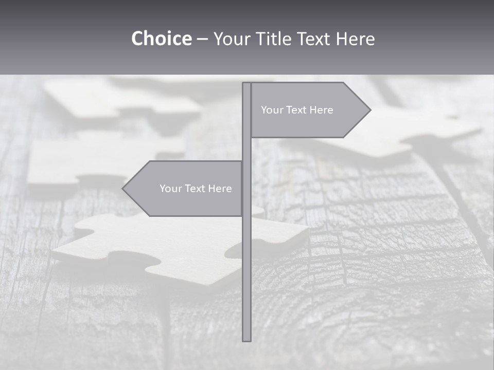 A Group Of Pieces Of A Puzzle On A Wooden Table PowerPoint Template