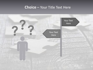 A Group Of Pieces Of A Puzzle On A Wooden Table PowerPoint Template