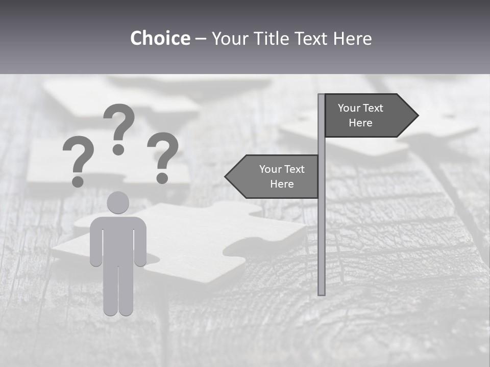 A Group Of Pieces Of A Puzzle On A Wooden Table PowerPoint Template