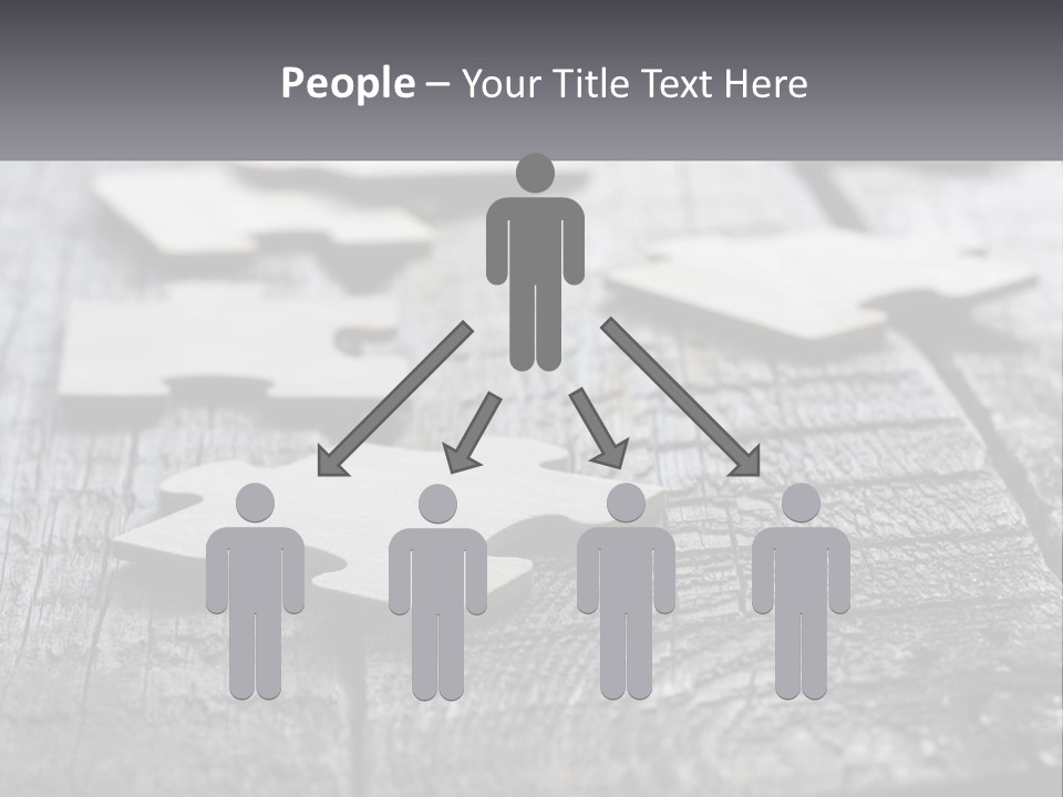 A Group Of Pieces Of A Puzzle On A Wooden Table PowerPoint Template