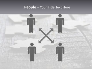 A Group Of Pieces Of A Puzzle On A Wooden Table PowerPoint Template