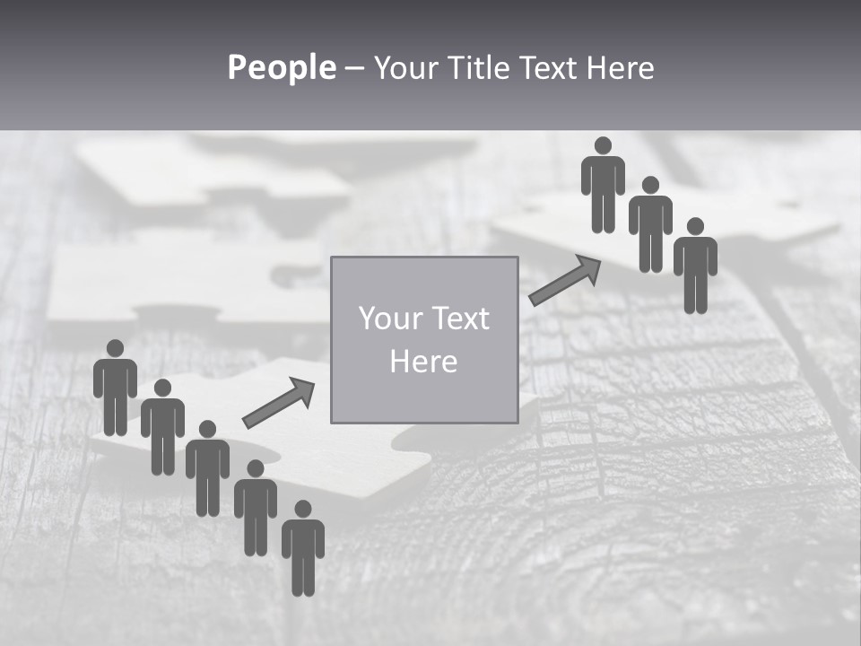 A Group Of Pieces Of A Puzzle On A Wooden Table PowerPoint Template