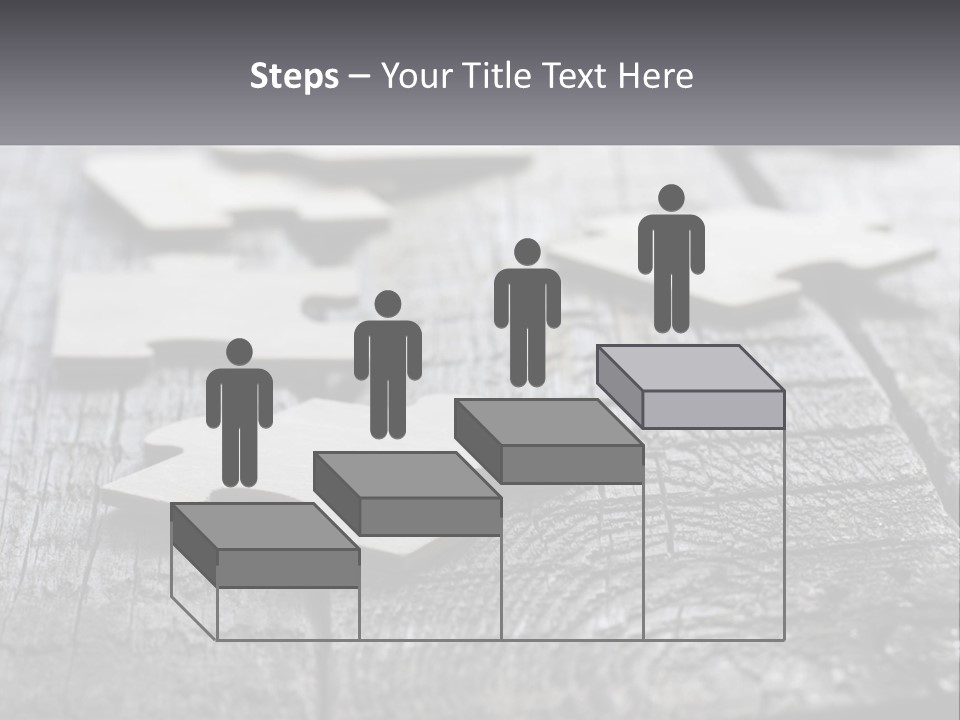 A Group Of Pieces Of A Puzzle On A Wooden Table PowerPoint Template