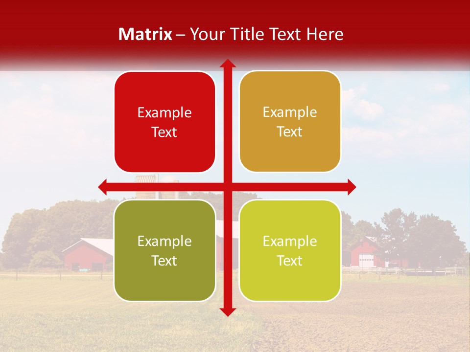 A Farm With A Red Barn And Silo In The Background PowerPoint Template