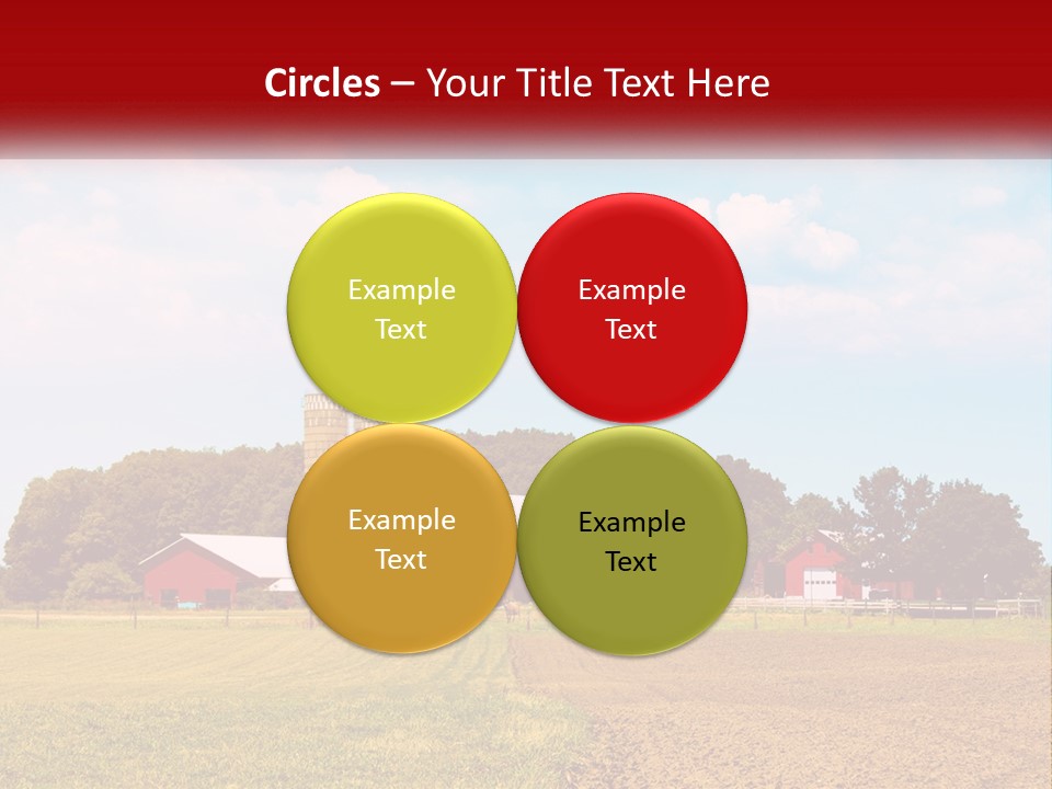 A Farm With A Red Barn And Silo In The Background PowerPoint Template