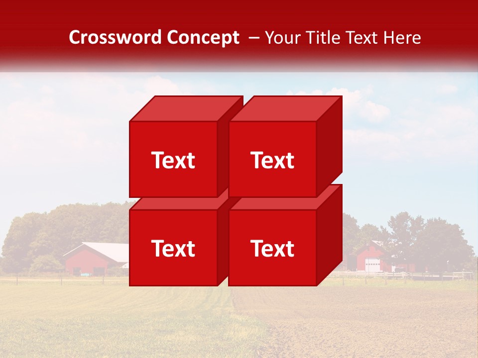 A Farm With A Red Barn And Silo In The Background PowerPoint Template