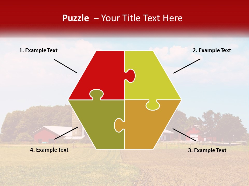 A Farm With A Red Barn And Silo In The Background PowerPoint Template