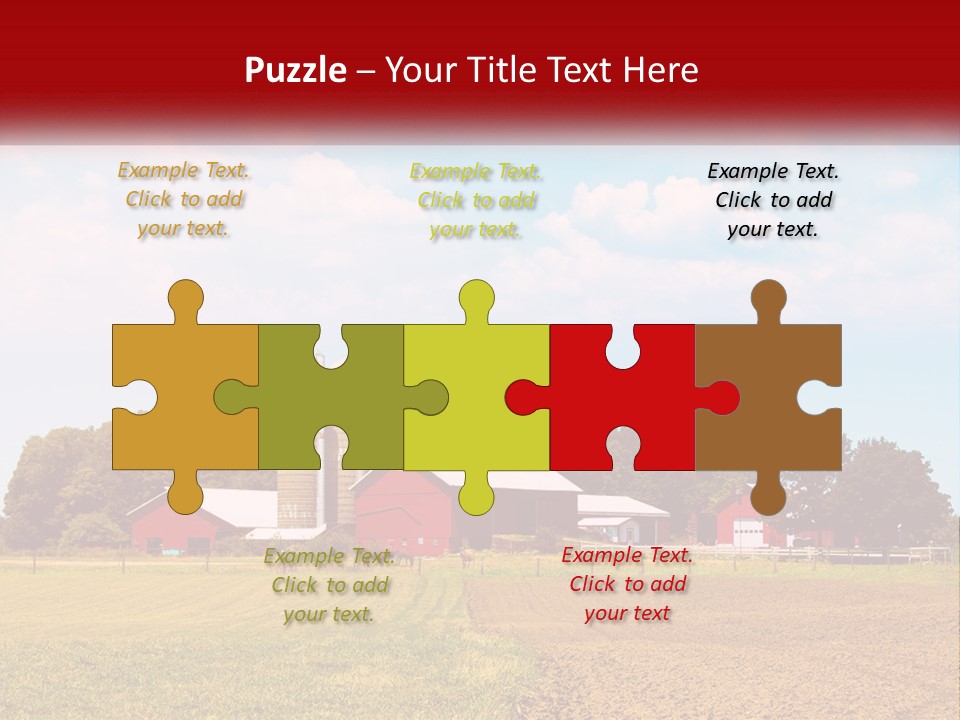 A Farm With A Red Barn And Silo In The Background PowerPoint Template