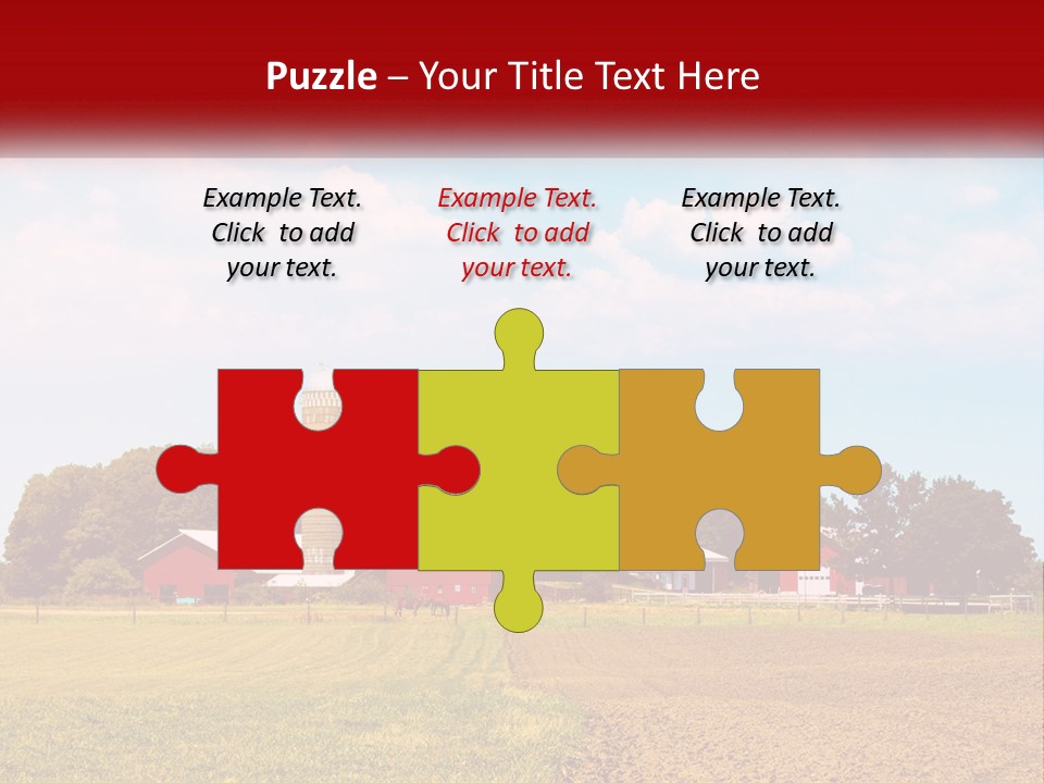 A Farm With A Red Barn And Silo In The Background PowerPoint Template