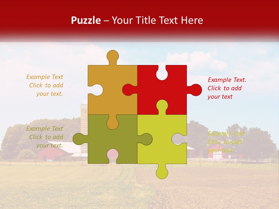 A Farm With A Red Barn And Silo In The Background PowerPoint Template
