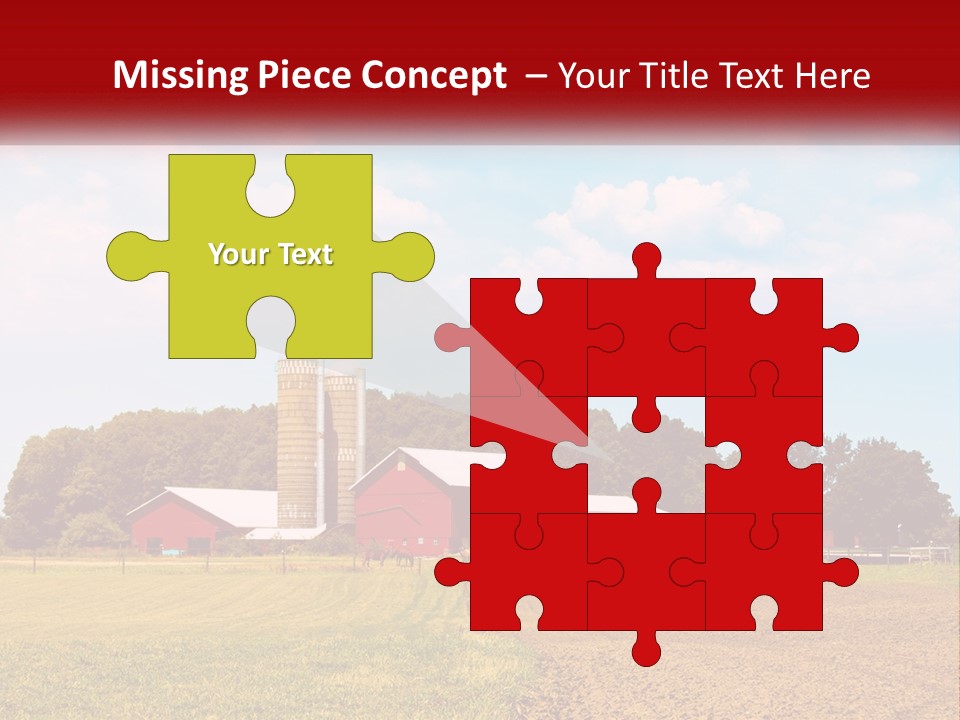 A Farm With A Red Barn And Silo In The Background PowerPoint Template