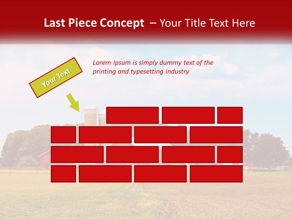 A Farm With A Red Barn And Silo In The Background PowerPoint Template